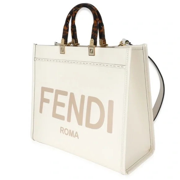 FENDI Sunshine Medium White Leather Shopper - Picture 3 of 16